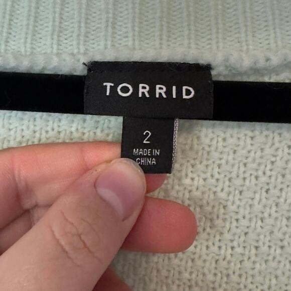 Torrid Mint Green V-Neck Midi Pullover Sweater Size 2 Plus Cozy Casual Chic - Picture 4 of 9